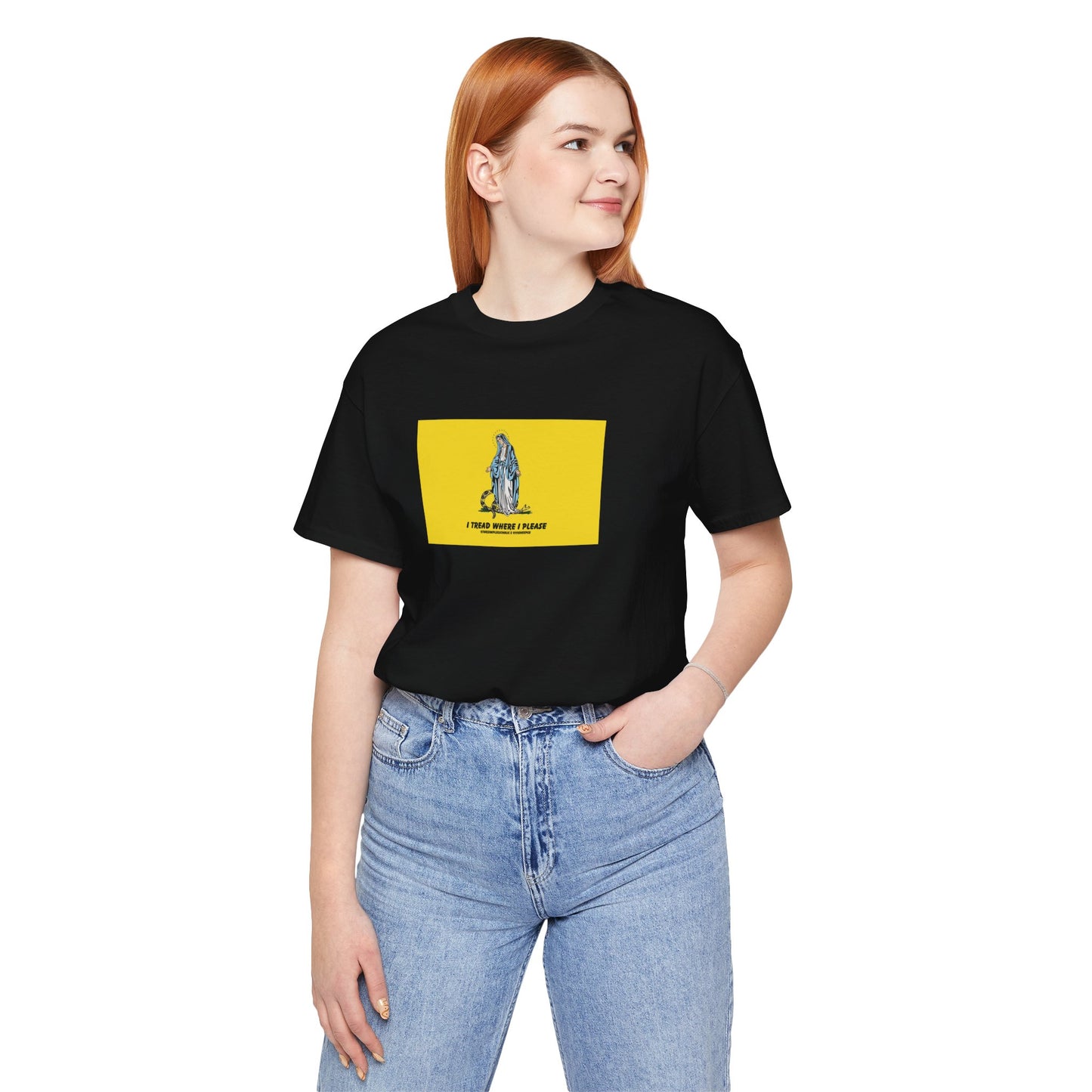Mary - I tread where I please (@TheSimpleCatholic) - Premium Unisex Novelty Tee