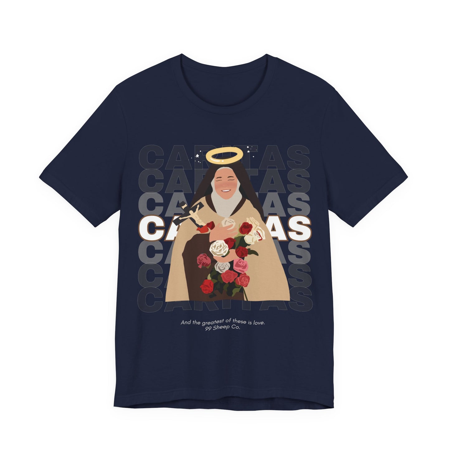 Caritas - St. Therese of Lisieux - 99 Sheep Signature Collection - Premium Unisex Adult Tee Shirt