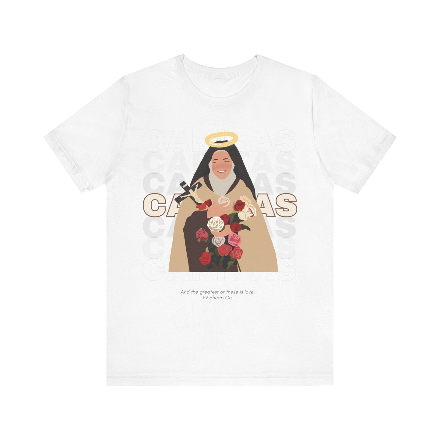 Caritas - St. Therese of Lisieux - 99 Sheep Signature Collection - Premium Unisex Adult Tee Shirt