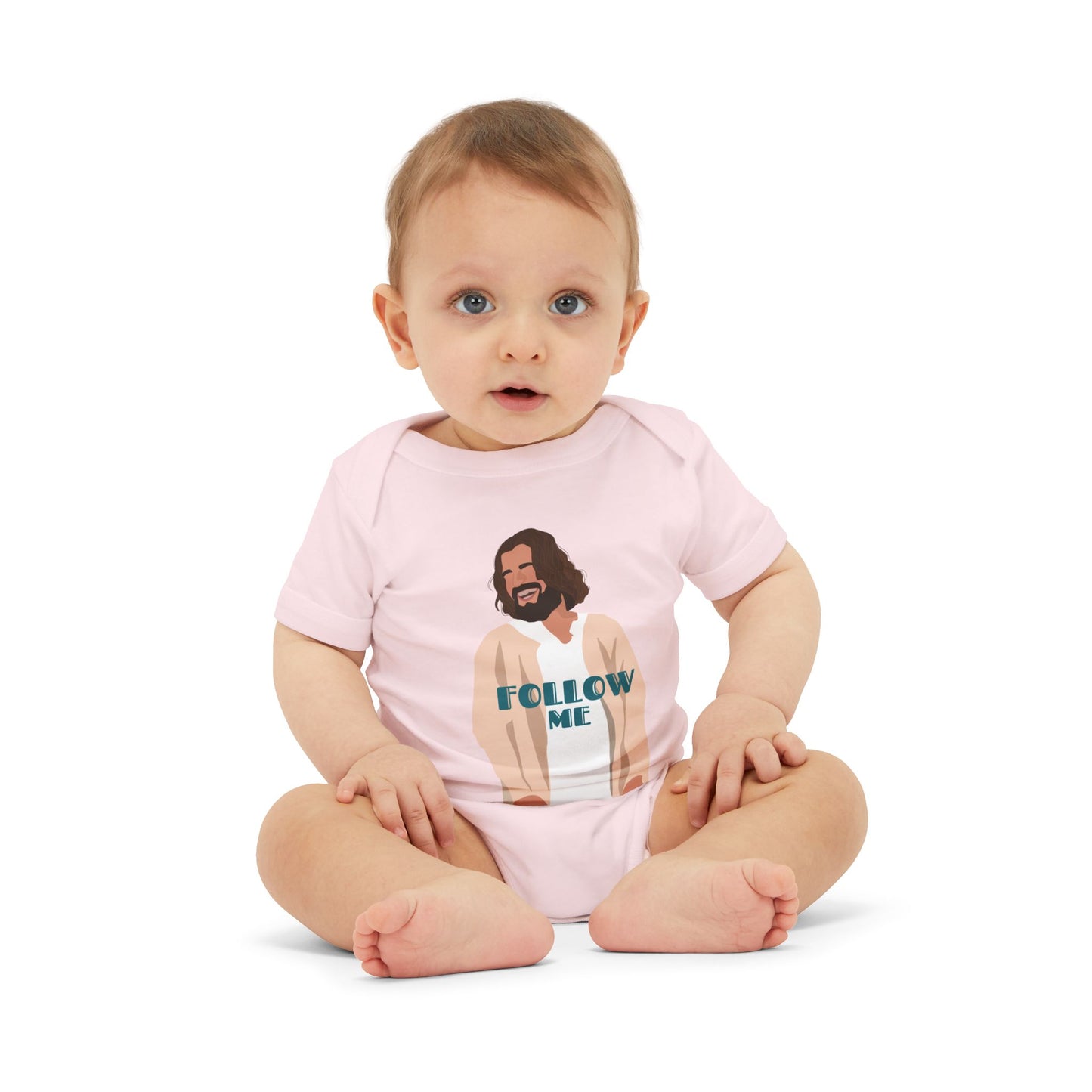 Jesus - Follow Me - 99 Sheep Signature Collection - Premium Unisex Baby Onesie
