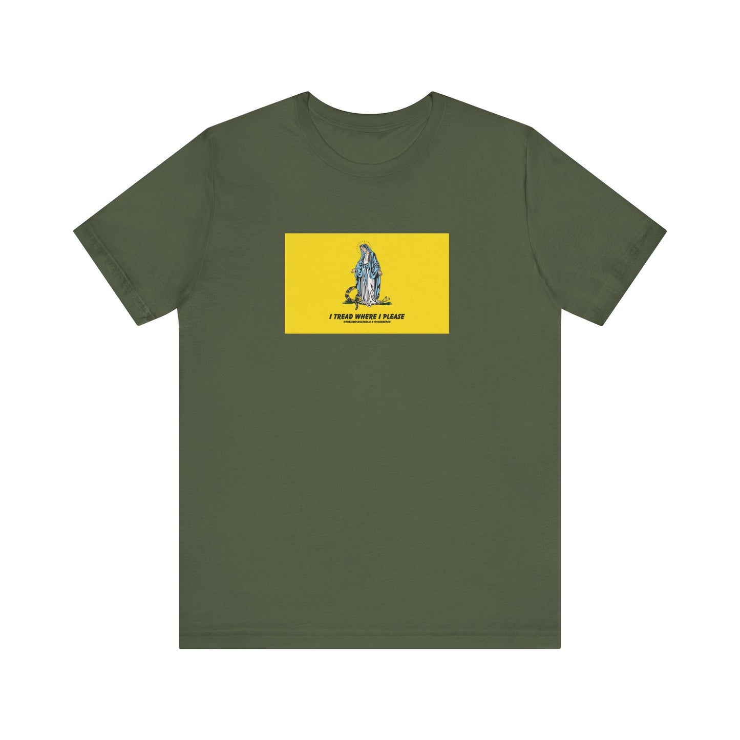 Mary - I tread where I please (@TheSimpleCatholic) - Premium Unisex Novelty Tee