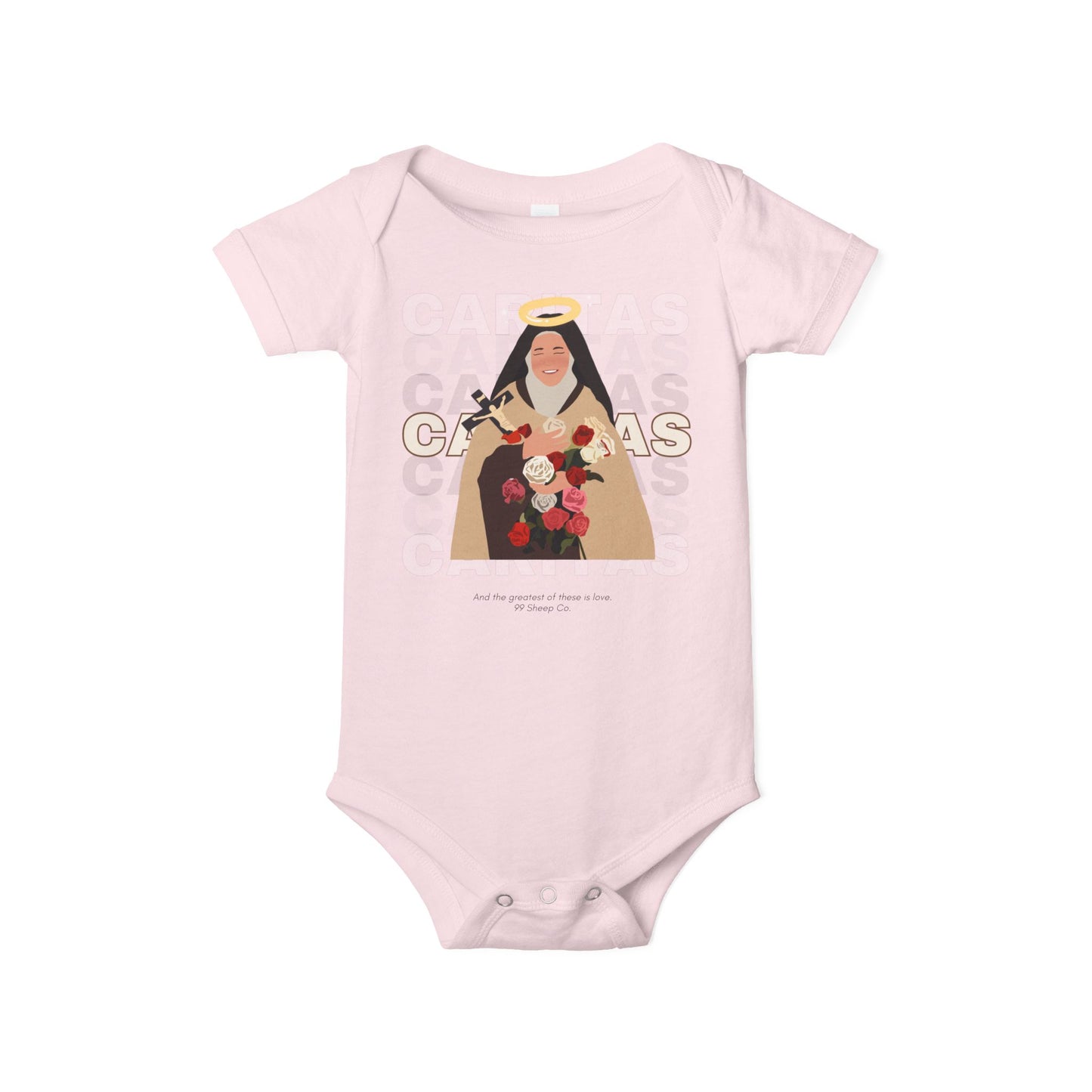 Caritas - St. Therese of Lisieux - 99 Sheep Signature Collection - Premium Unisex Baby Onesie