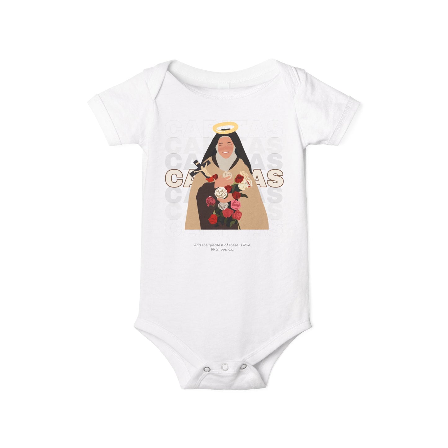 Caritas - St. Therese of Lisieux - 99 Sheep Signature Collection - Premium Unisex Baby Onesie