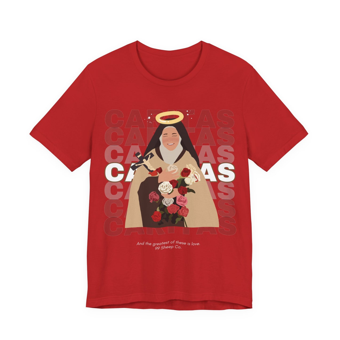 Caritas - St. Therese of Lisieux - 99 Sheep Signature Collection - Premium Unisex Adult Tee Shirt