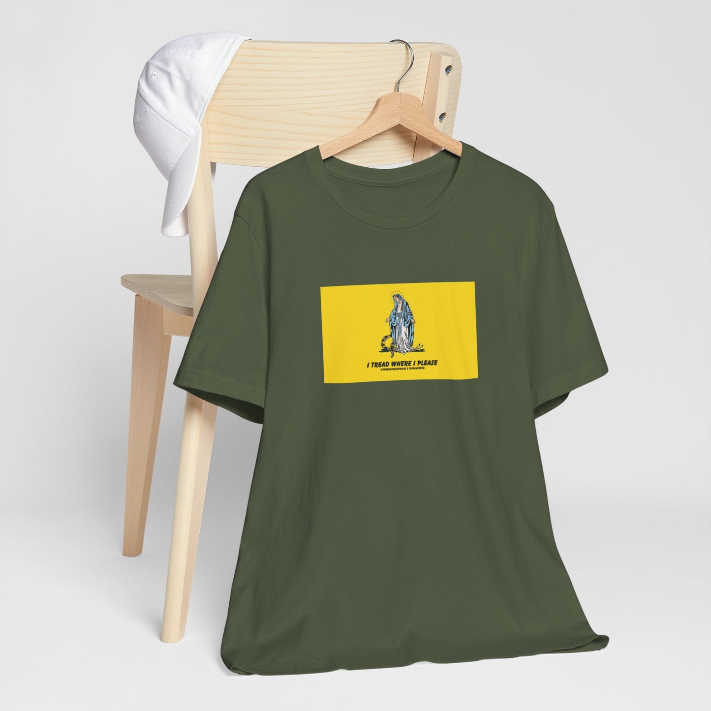 Mary - I tread where I please (@TheSimpleCatholic) - Premium Unisex Novelty Tee