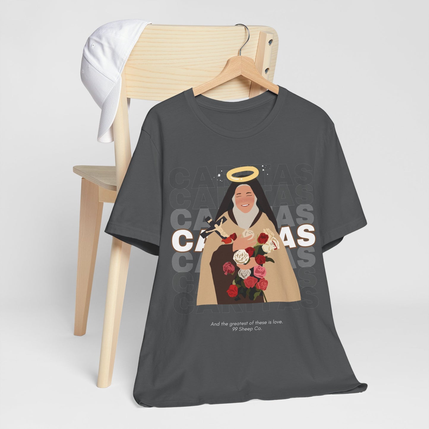 Caritas - St. Therese of Lisieux - 99 Sheep Signature Collection - Premium Unisex Adult Tee Shirt