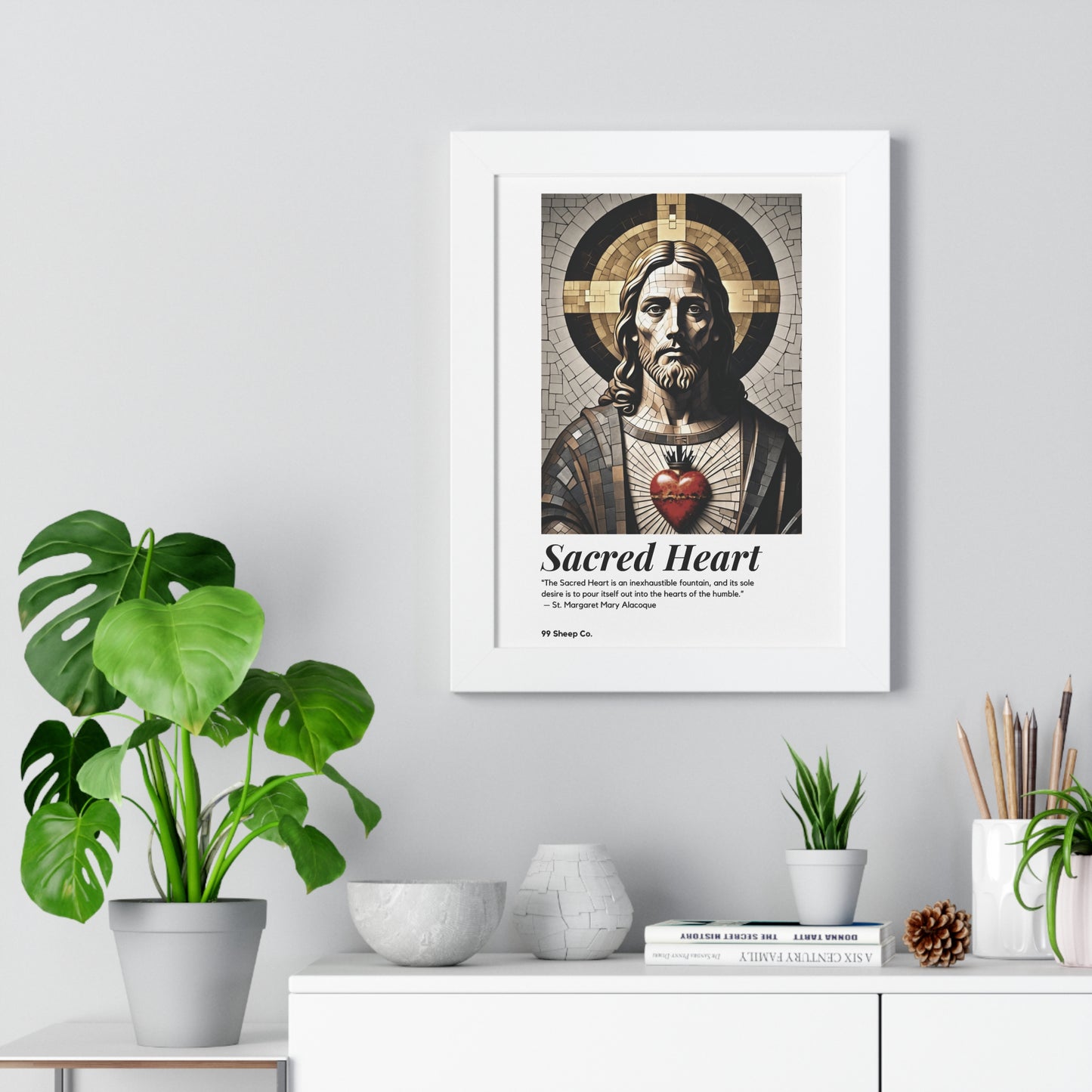 Sacred Heart of Jesus Vertical Mosaic Poster | Religious Wall Art, Home Decor, Christian Gift, Artwork
