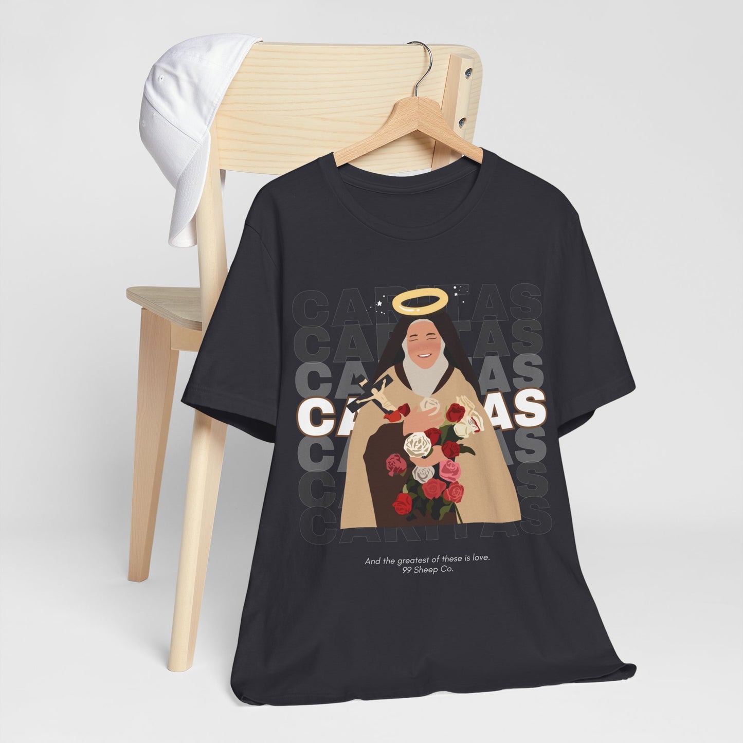 Caritas - St. Therese of Lisieux - 99 Sheep Signature Collection - Premium Unisex Adult Tee Shirt