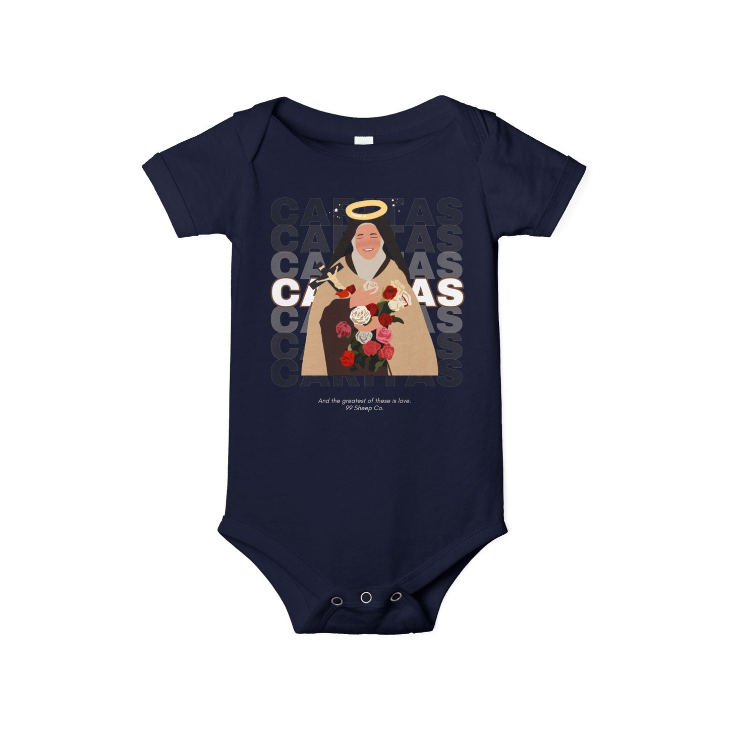 Caritas - St. Therese of Lisieux - 99 Sheep Signature Collection - Premium Unisex Baby Onesie