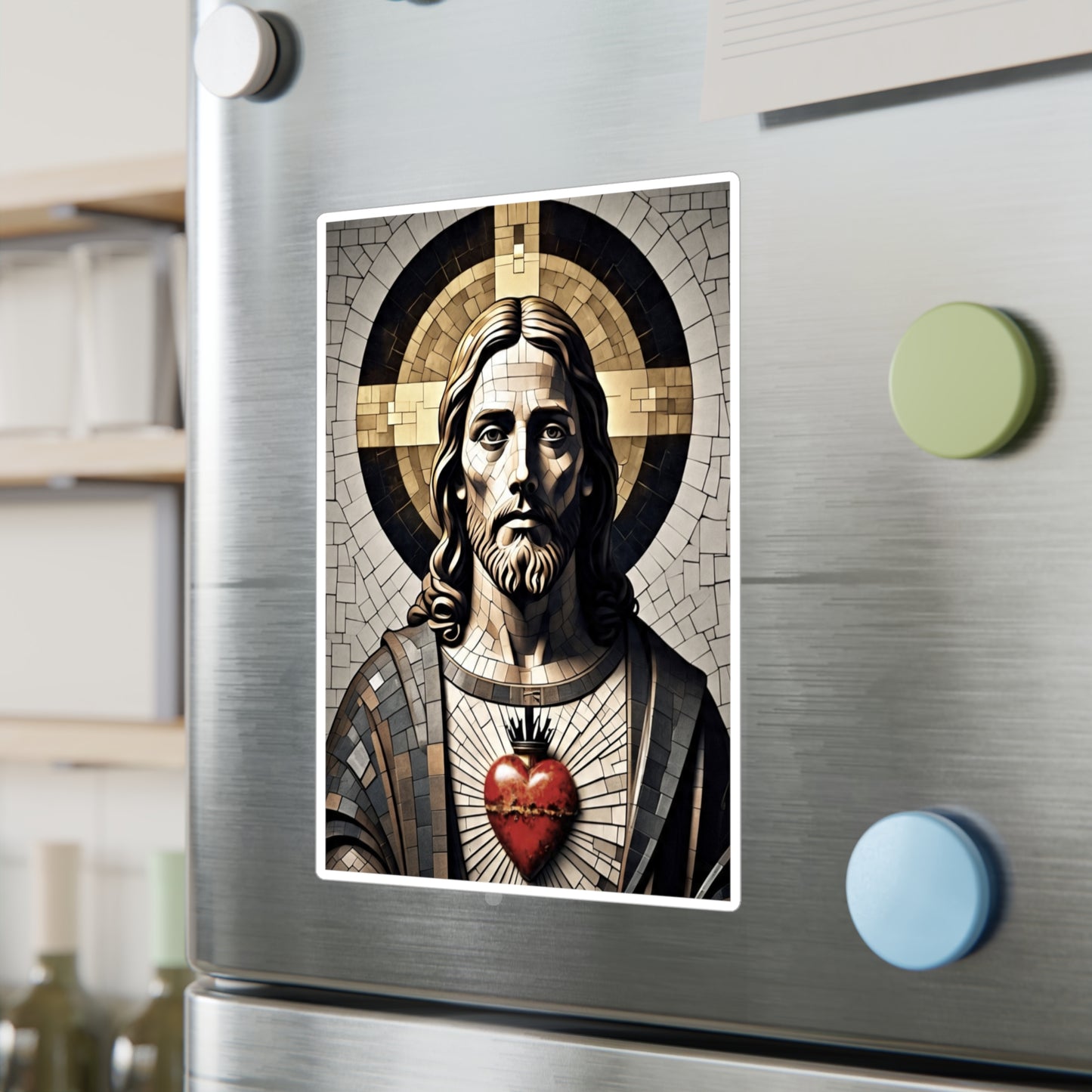 Sacred Heart of Jesus - Kiss-Cut Vinyl Decals, Christian Stickers, Religious Home Decor, Miraculous Love, Sacred Heart Art, Inspirational Gifts