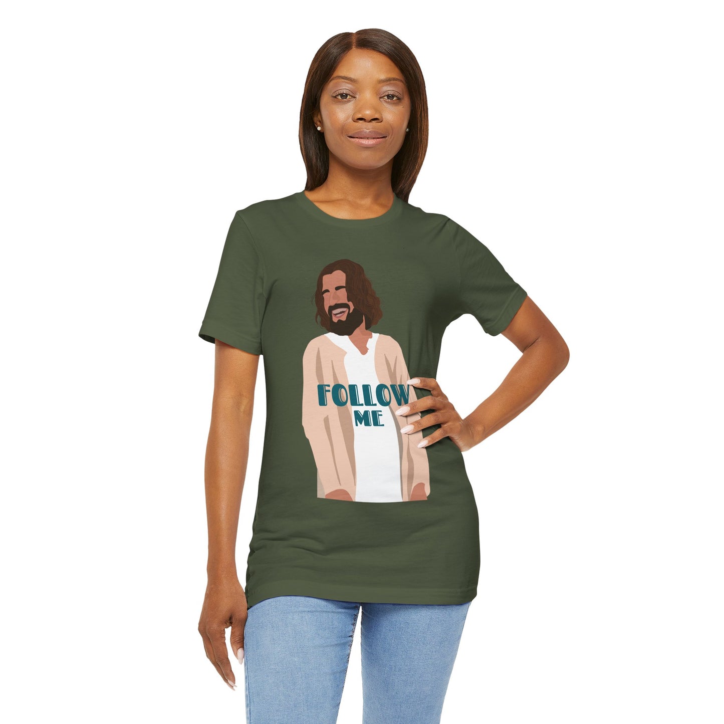 Jesus - Follow Me - 99 Sheep Signature Collection - Premium Unisex Adult Tee Shirt