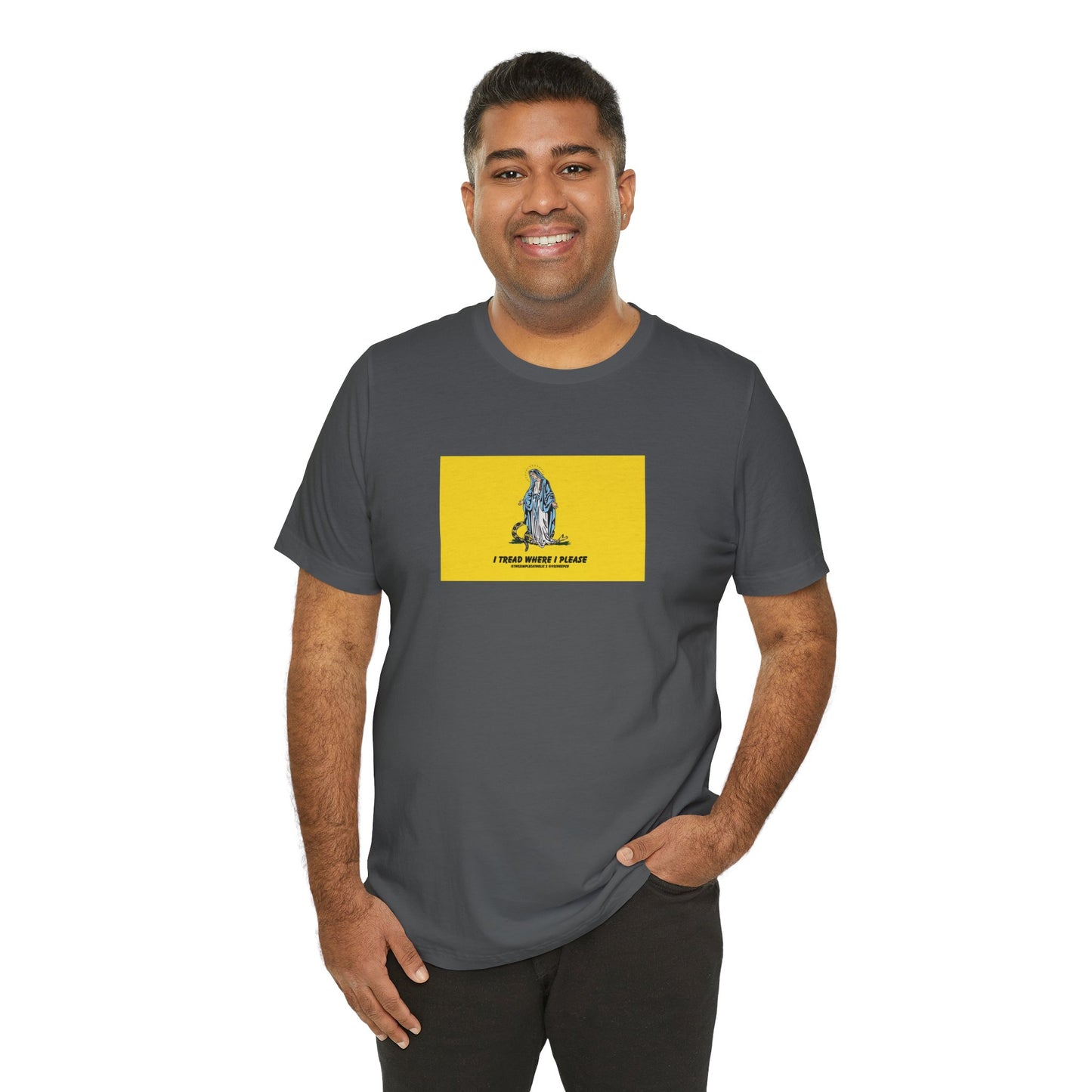 Mary - I tread where I please (@TheSimpleCatholic) - Premium Unisex Novelty Tee