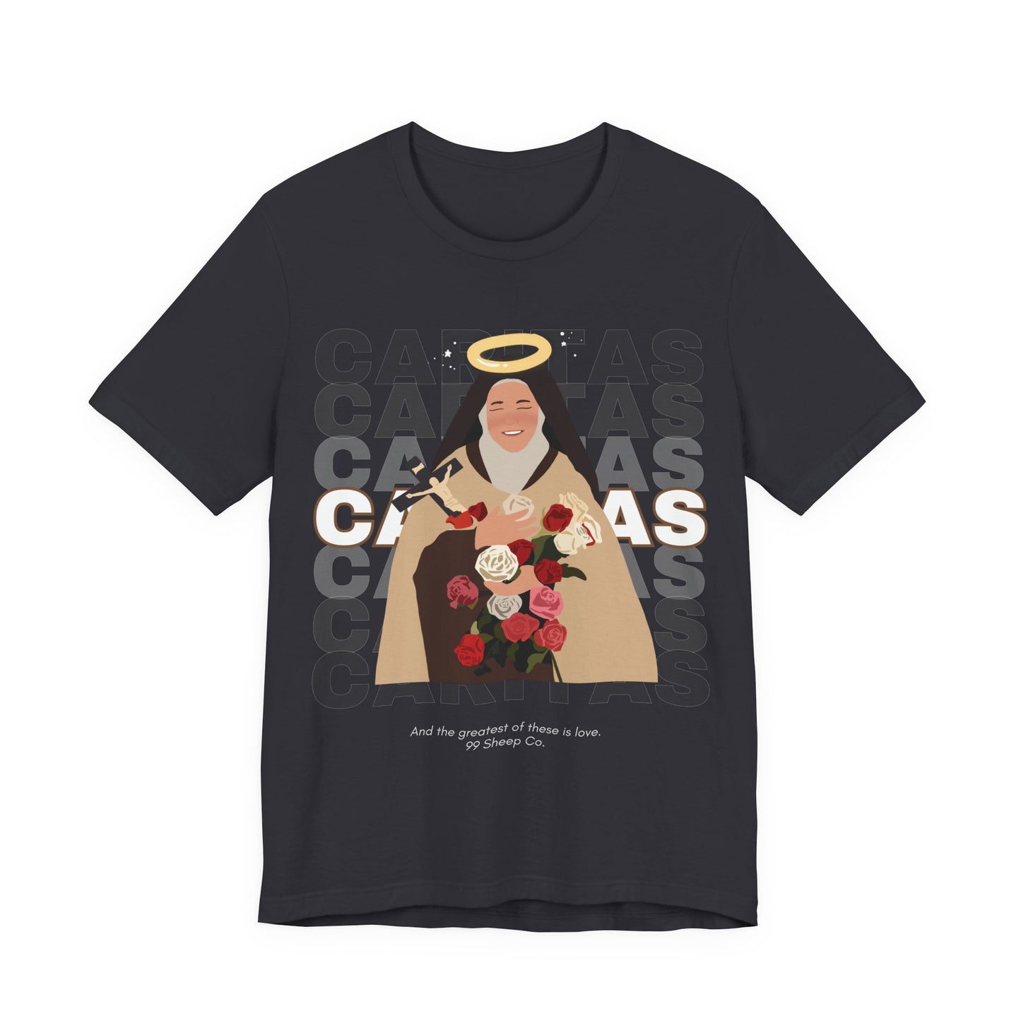 Caritas - St. Therese of Lisieux - 99 Sheep Signature Collection - Premium Unisex Adult Tee Shirt
