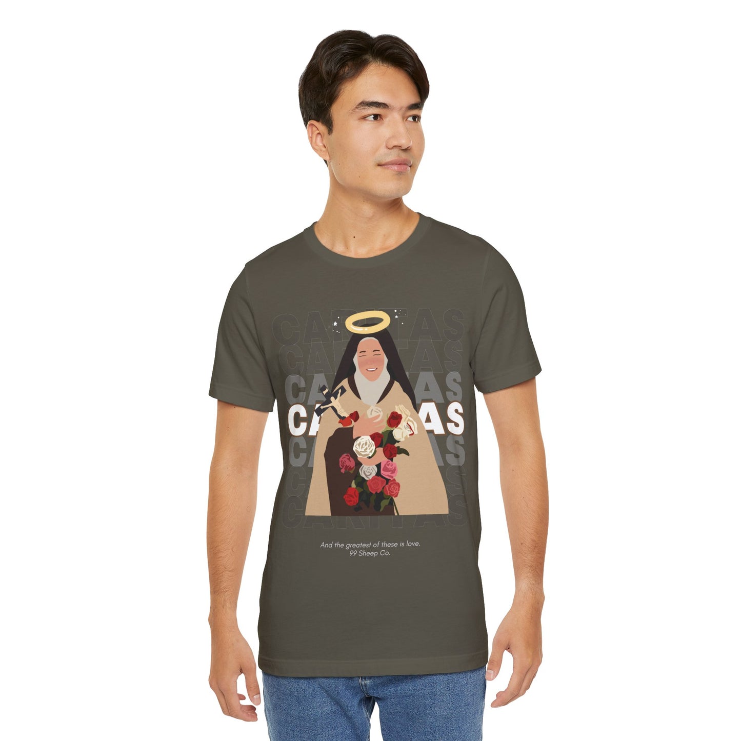 Caritas - St. Therese of Lisieux - 99 Sheep Signature Collection - Premium Unisex Adult Tee Shirt