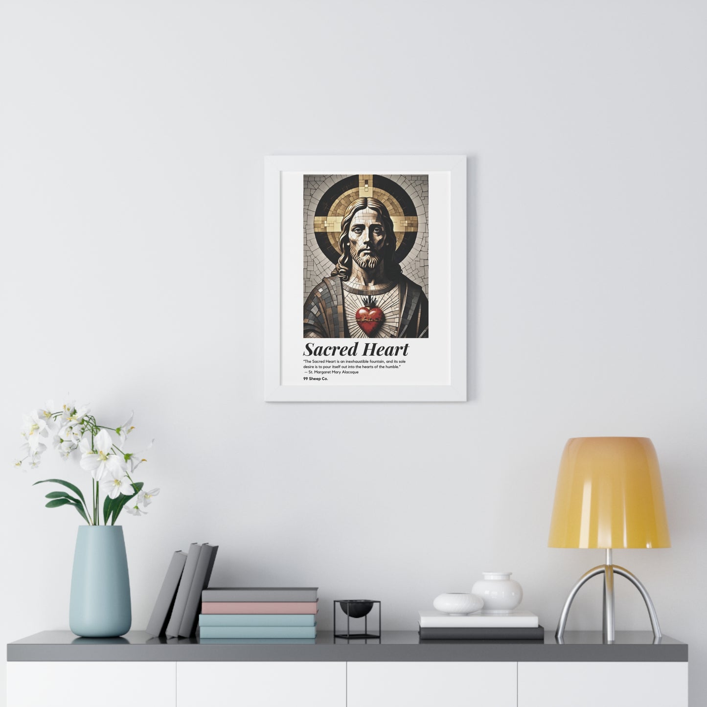 Sacred Heart of Jesus Vertical Mosaic Poster | Religious Wall Art, Home Decor, Christian Gift, Artwork