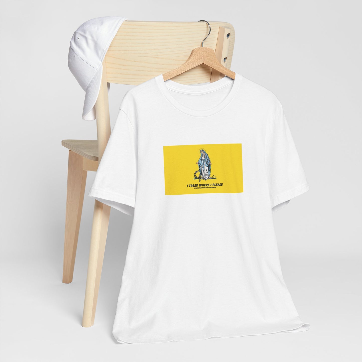 Mary - I tread where I please (@TheSimpleCatholic) - Premium Unisex Novelty Tee