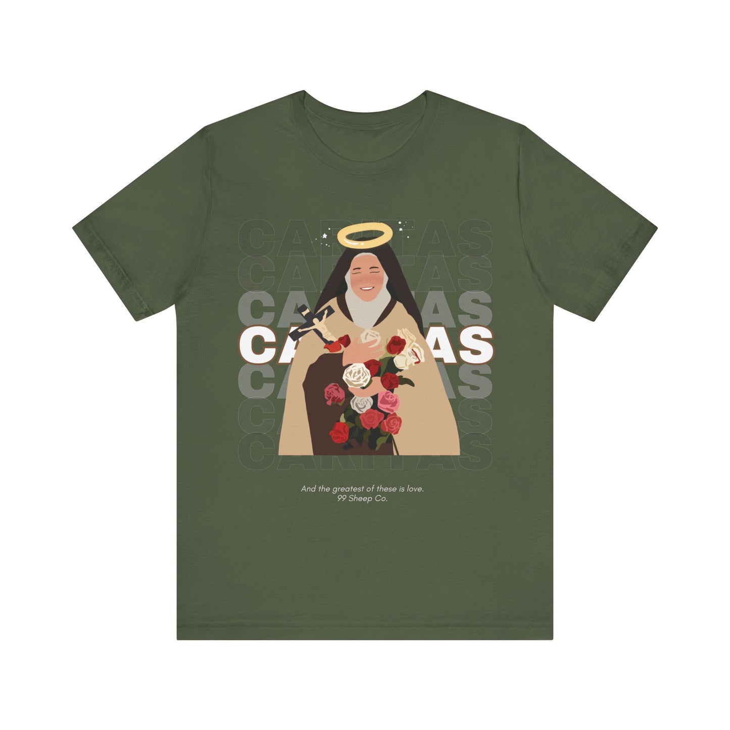 Caritas - St. Therese of Lisieux - 99 Sheep Signature Collection - Premium Unisex Adult Tee Shirt