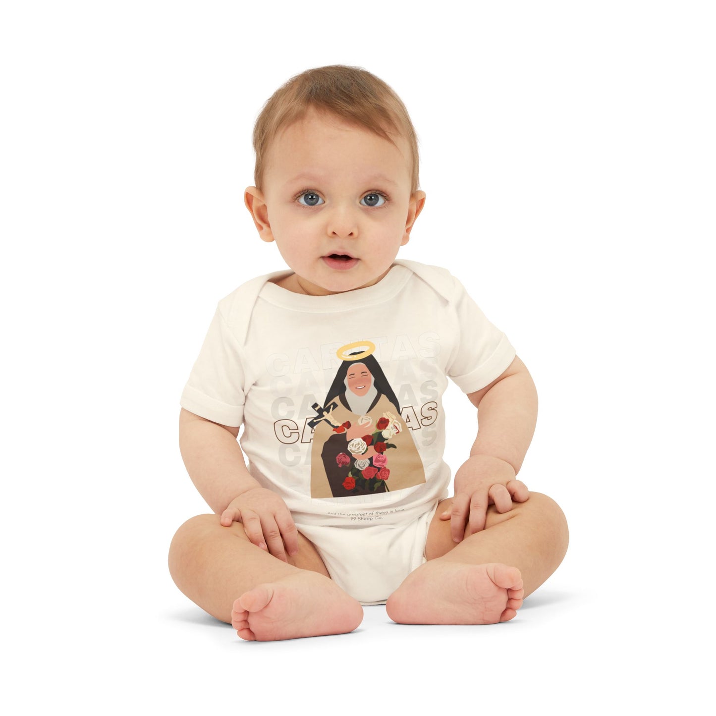 Caritas - St. Therese of Lisieux - 99 Sheep Signature Collection - Premium Unisex Baby Onesie