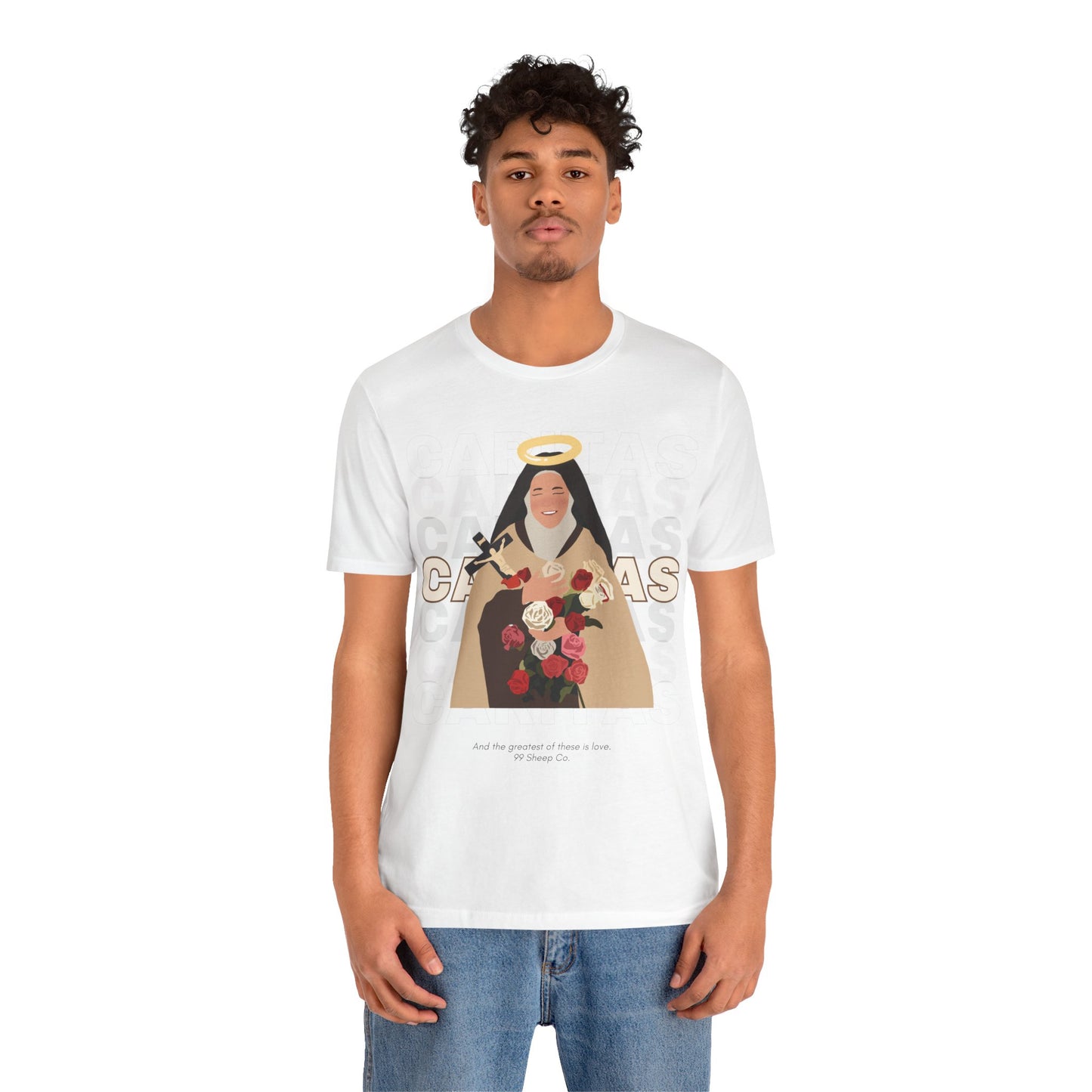Caritas - St. Therese of Lisieux - 99 Sheep Signature Collection - Premium Unisex Adult Tee Shirt