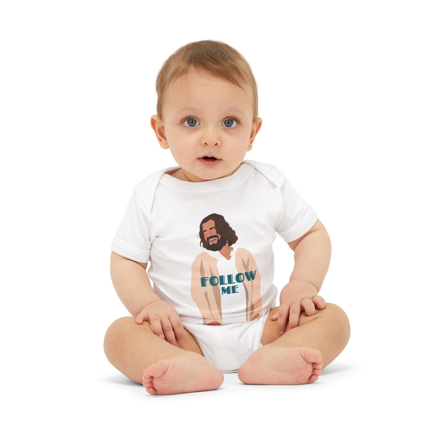 Jesus - Follow Me - 99 Sheep Signature Collection - Premium Unisex Baby Onesie
