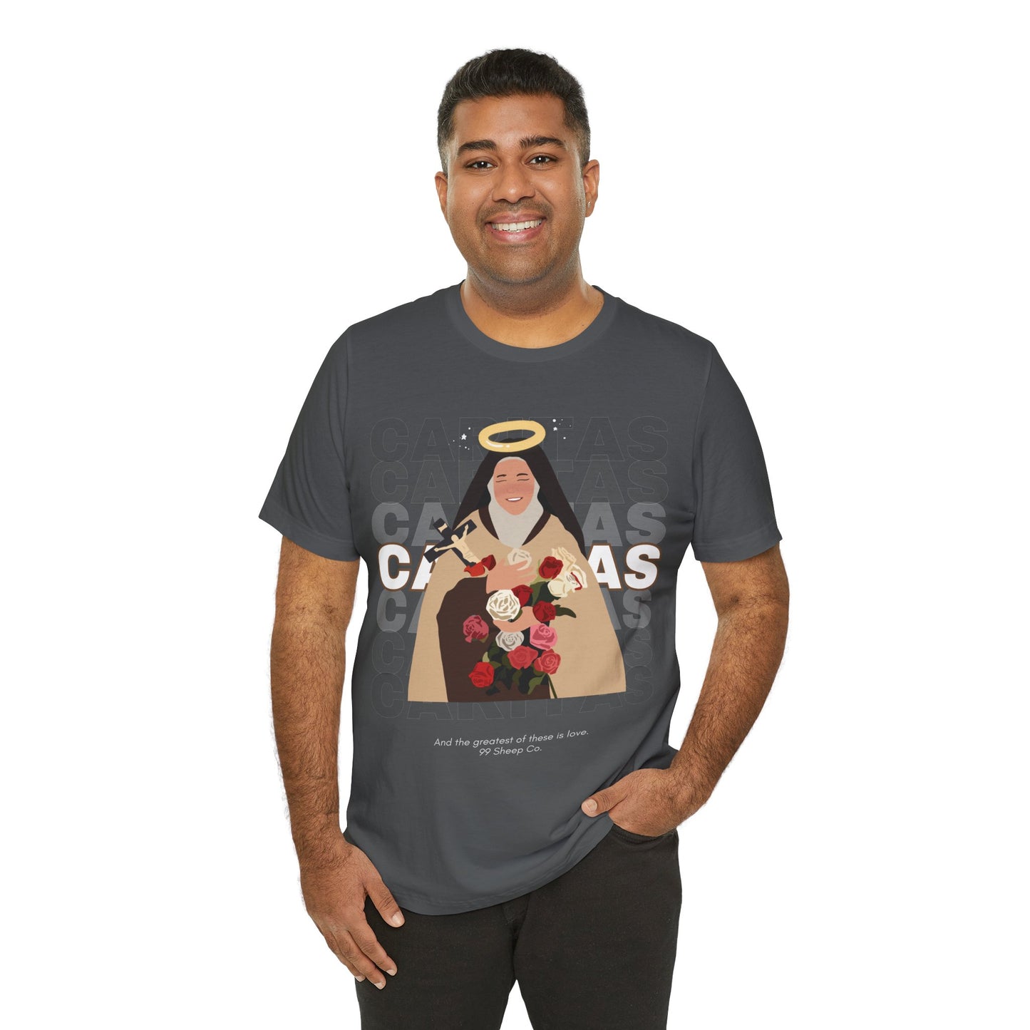 Caritas - St. Therese of Lisieux - 99 Sheep Signature Collection - Premium Unisex Adult Tee Shirt