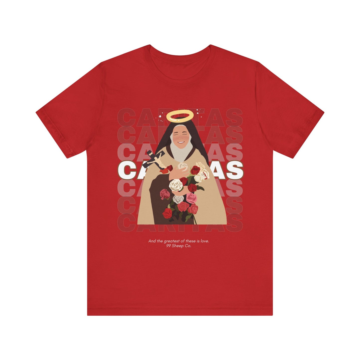 Caritas - St. Therese of Lisieux - 99 Sheep Signature Collection - Premium Unisex Adult Tee Shirt