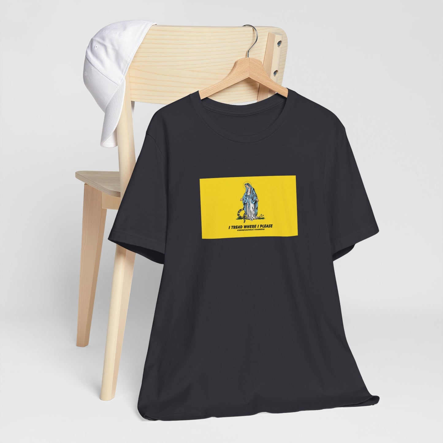 Mary - I tread where I please (@TheSimpleCatholic) - Premium Unisex Novelty Tee