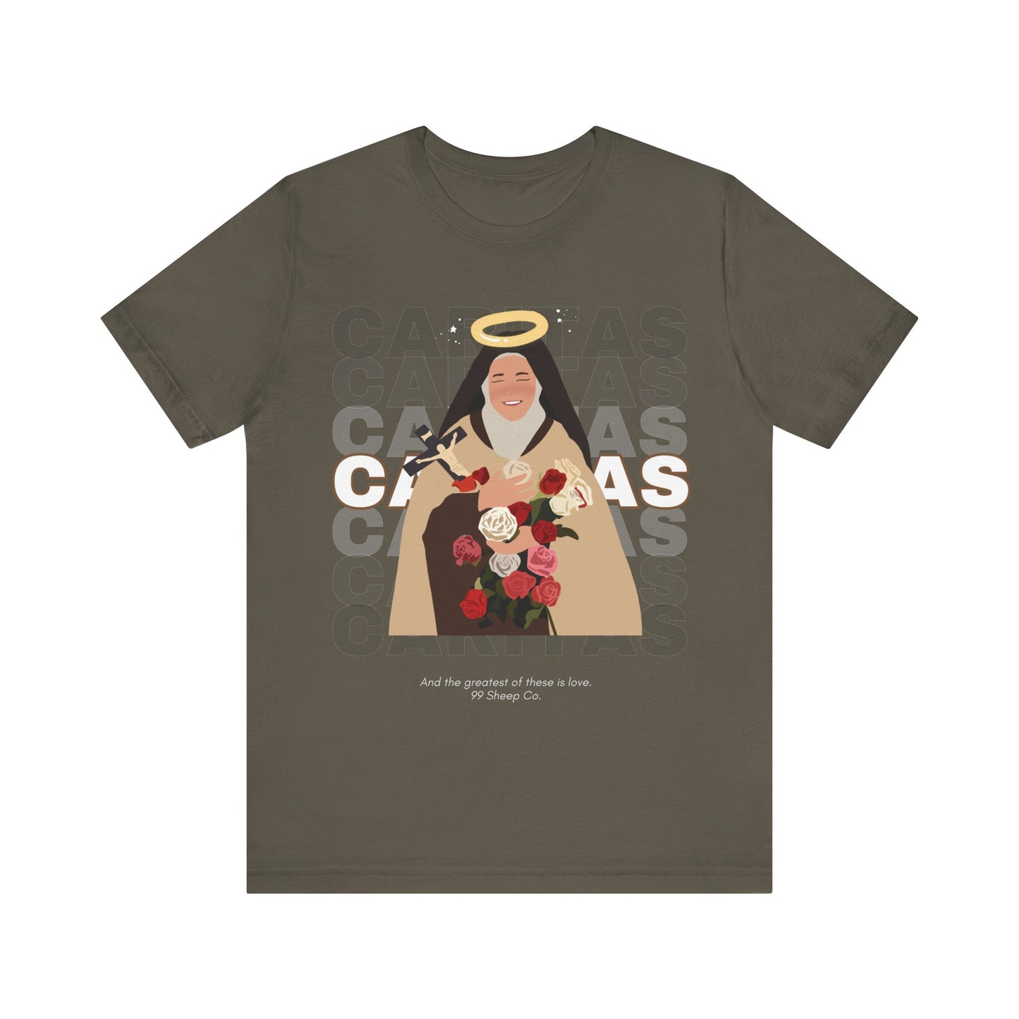 Caritas - St. Therese of Lisieux - 99 Sheep Signature Collection - Premium Unisex Adult Tee Shirt