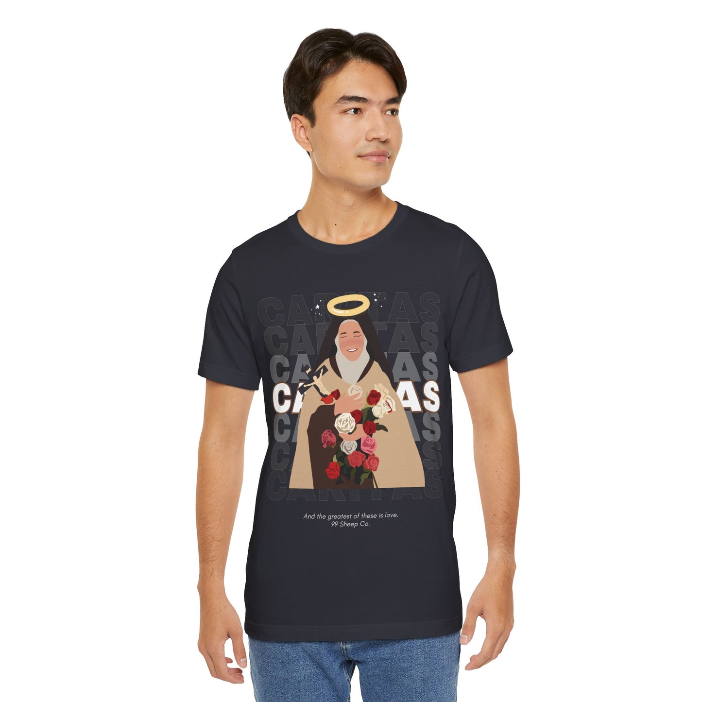 Caritas - St. Therese of Lisieux - 99 Sheep Signature Collection - Premium Unisex Adult Tee Shirt
