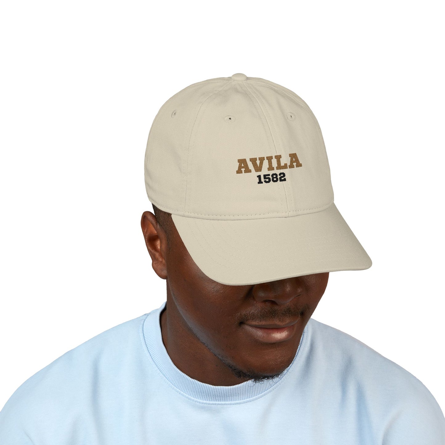 Avila (Beige) - Embroidered Organic Baseball Cap