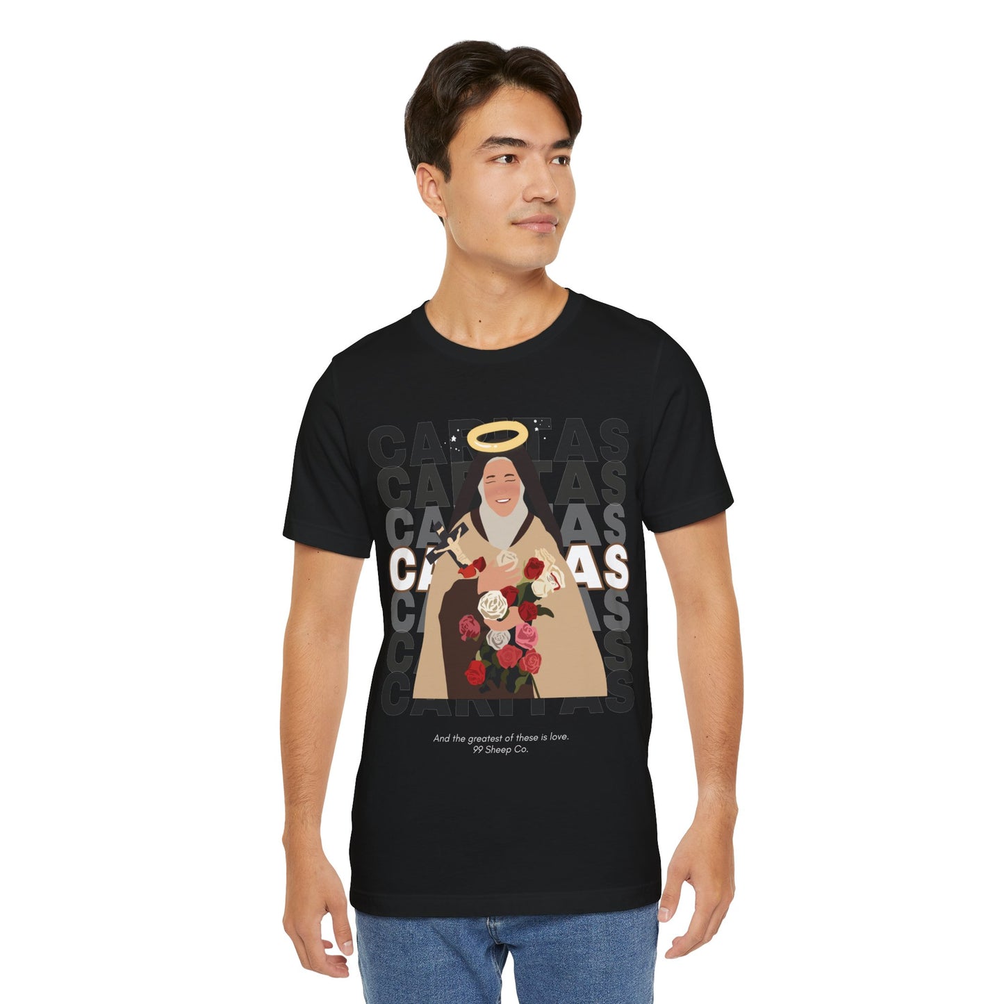 Caritas - St. Therese of Lisieux - 99 Sheep Signature Collection - Premium Unisex Adult Tee Shirt