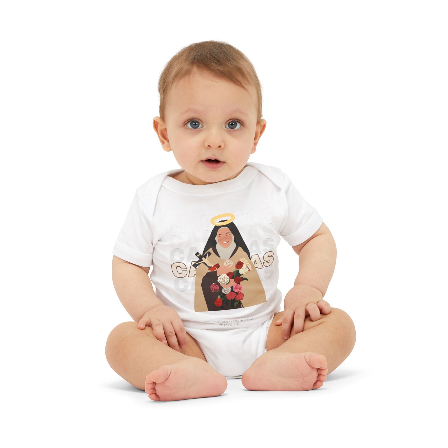 Caritas - St. Therese of Lisieux - 99 Sheep Signature Collection - Premium Unisex Baby Onesie