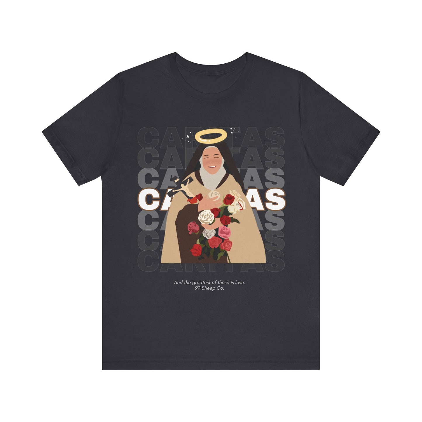 Caritas - St. Therese of Lisieux - 99 Sheep Signature Collection - Premium Unisex Adult Tee Shirt