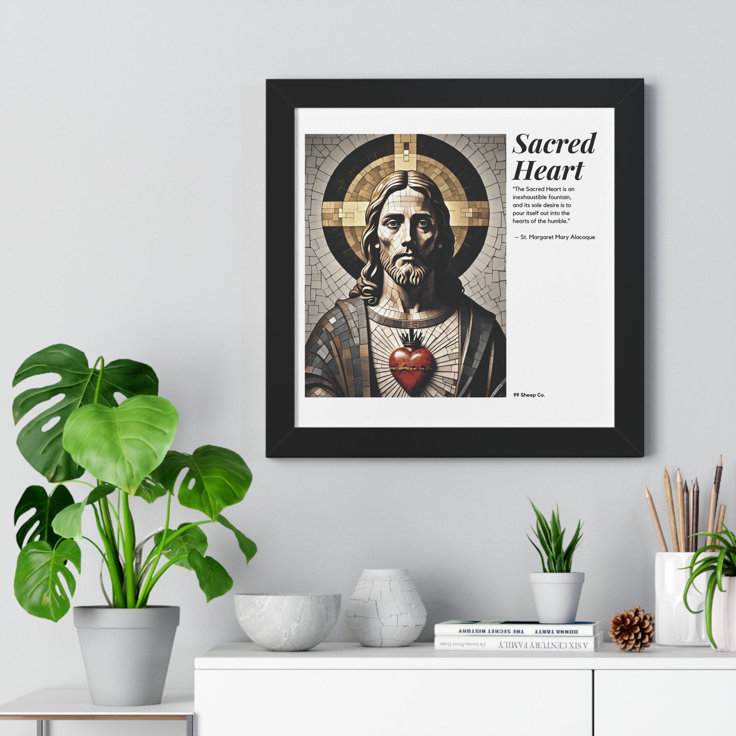 Sacred Heart of Jesus Vertical Mosaic Poster | Religious Wall Art, Home Decor, Christian Gift, Artwork