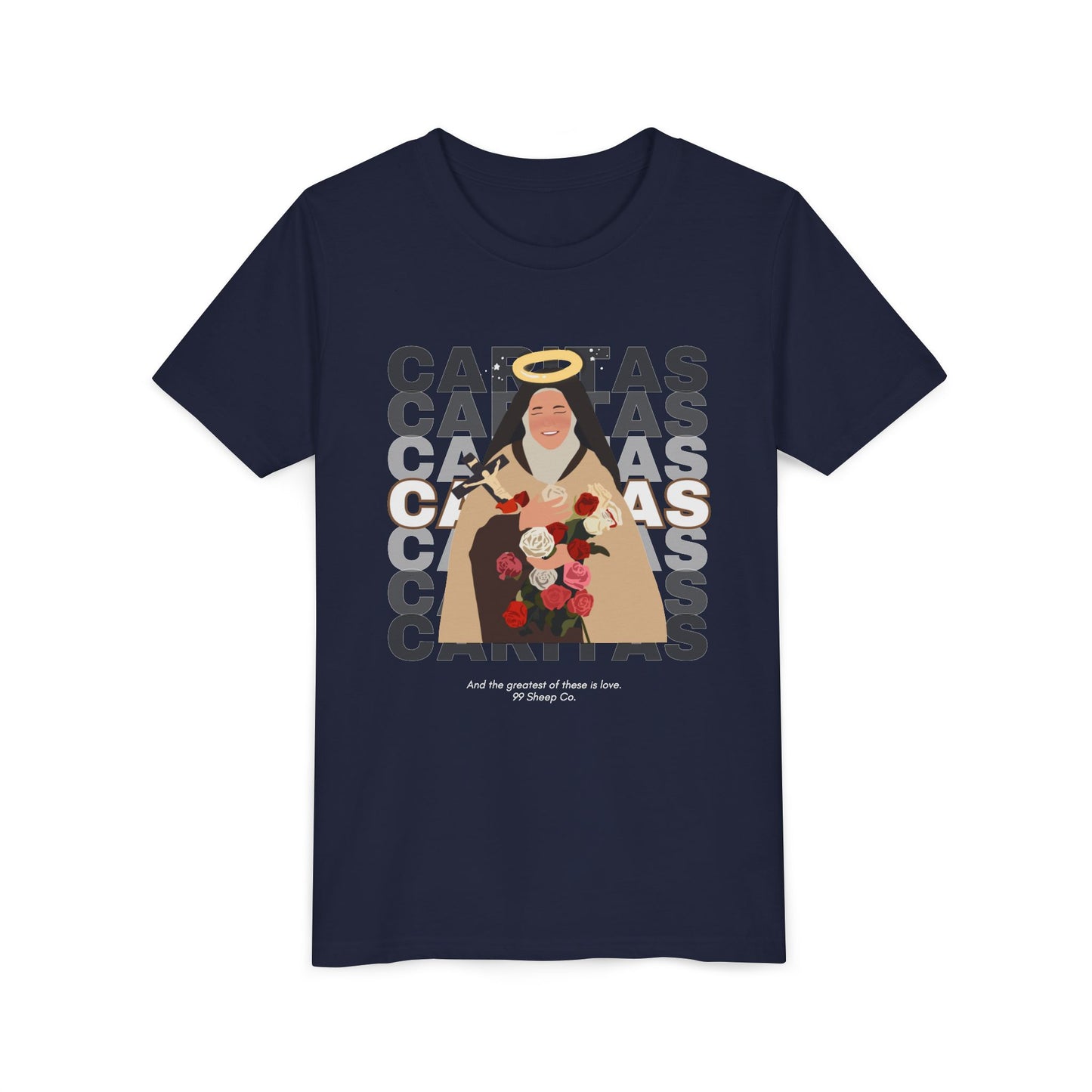 Caritas - St. Therese of Lisieux - 99 Sheep Signature Collection - Premium Unisex Youth Shirt
