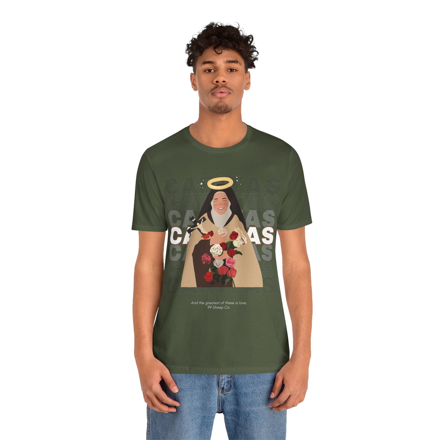 Caritas - St. Therese of Lisieux - 99 Sheep Signature Collection - Premium Unisex Adult Tee Shirt