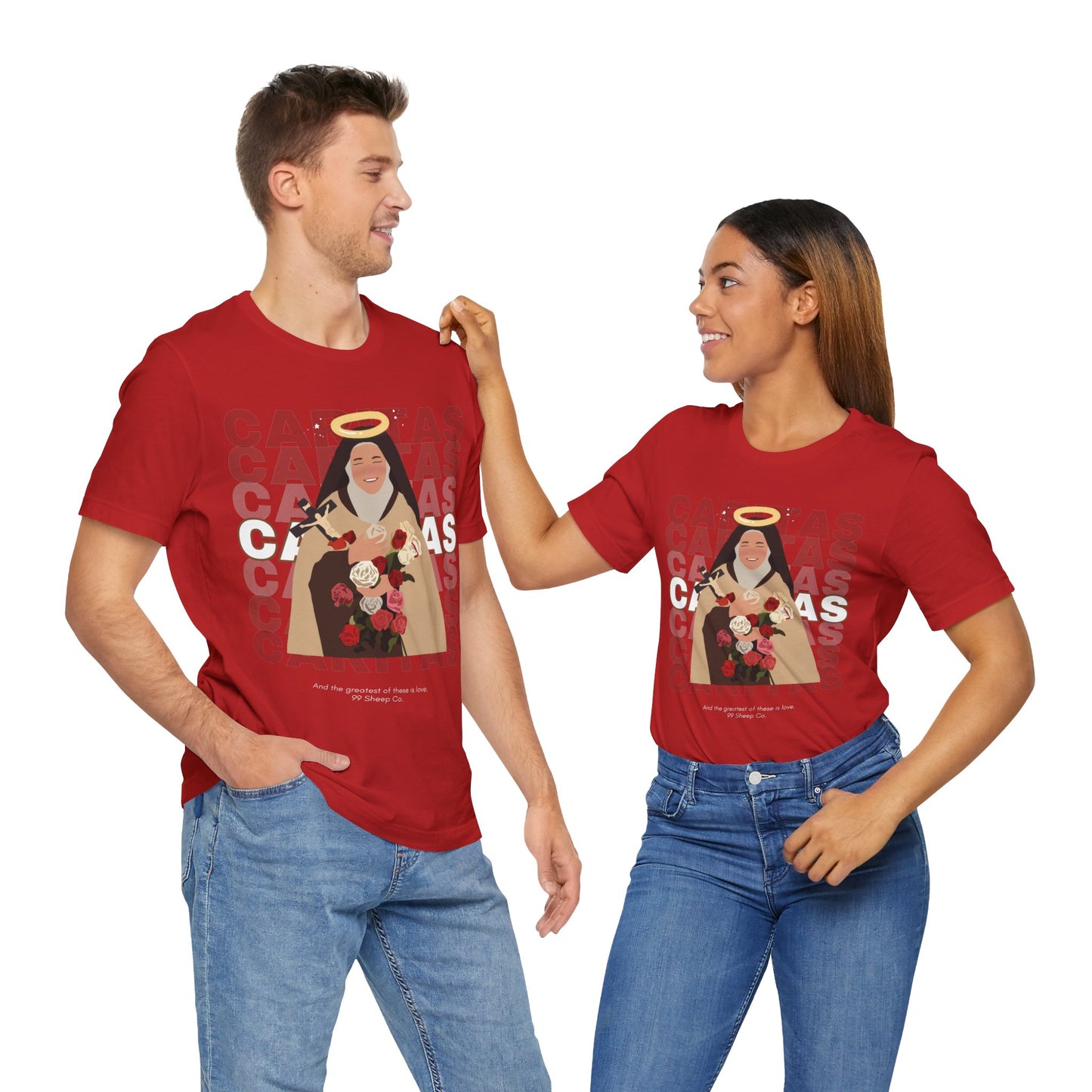 Caritas - St. Therese of Lisieux - 99 Sheep Signature Collection - Premium Unisex Adult Tee Shirt