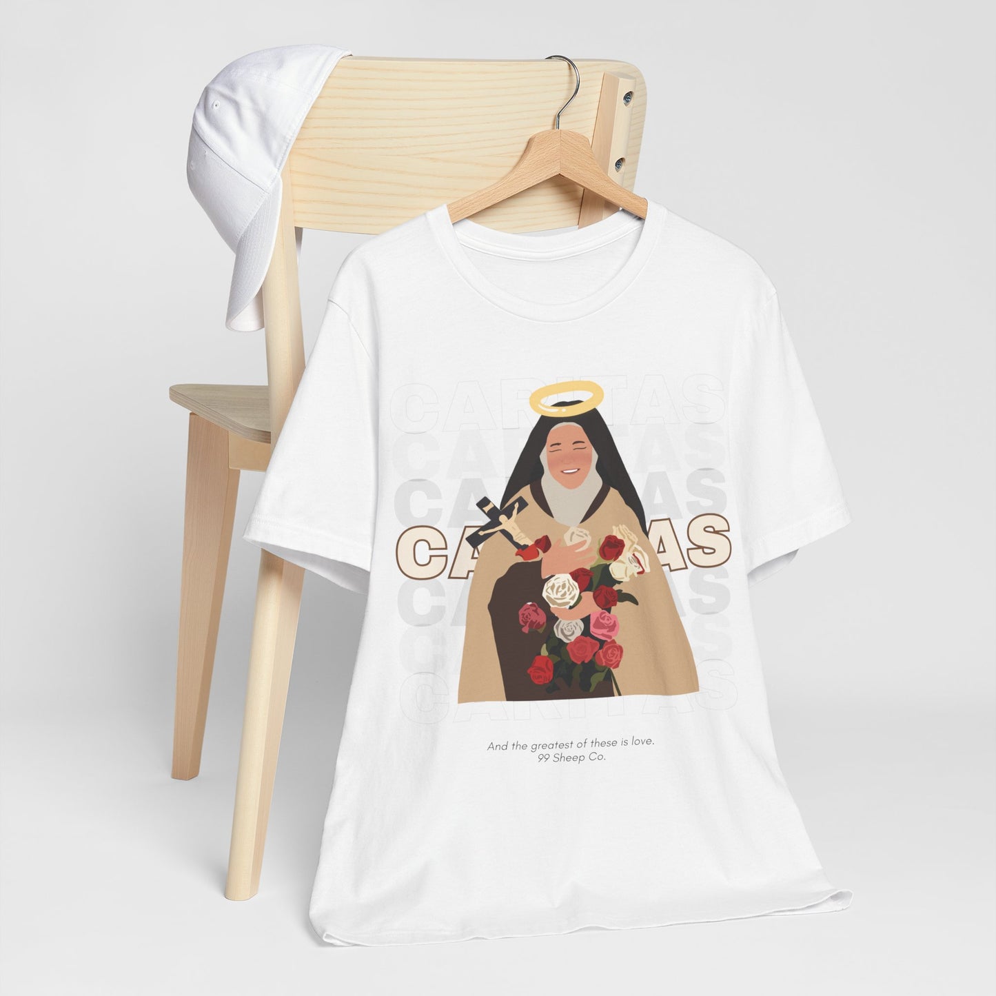 Caritas - St. Therese of Lisieux - 99 Sheep Signature Collection - Premium Unisex Adult Tee Shirt