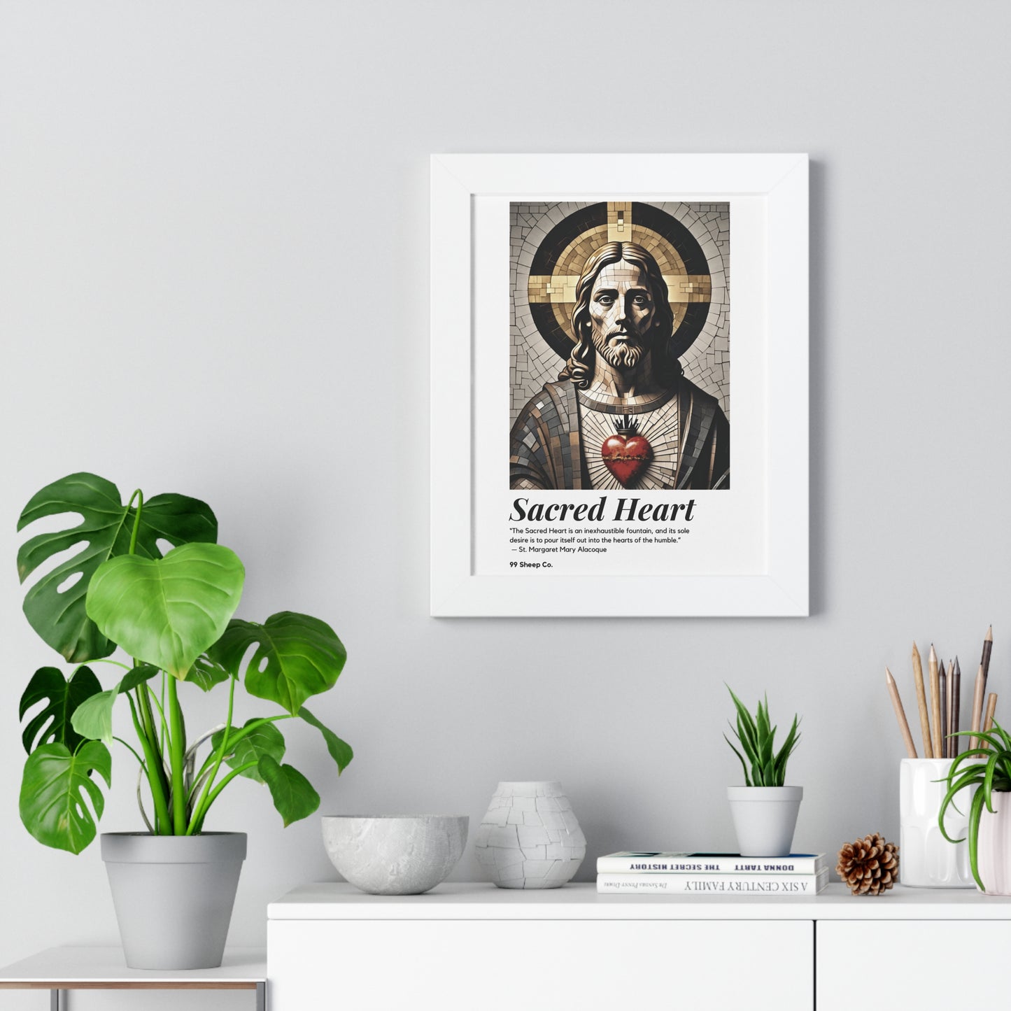 Sacred Heart of Jesus Vertical Mosaic Poster | Religious Wall Art, Home Decor, Christian Gift, Artwork