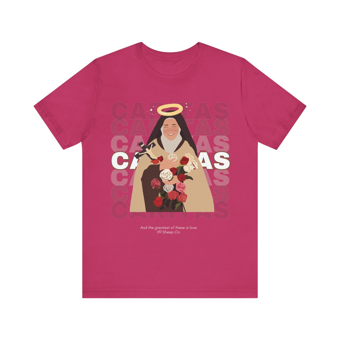 Caritas - St. Therese of Lisieux - 99 Sheep Signature Collection - Premium Unisex Adult Tee Shirt