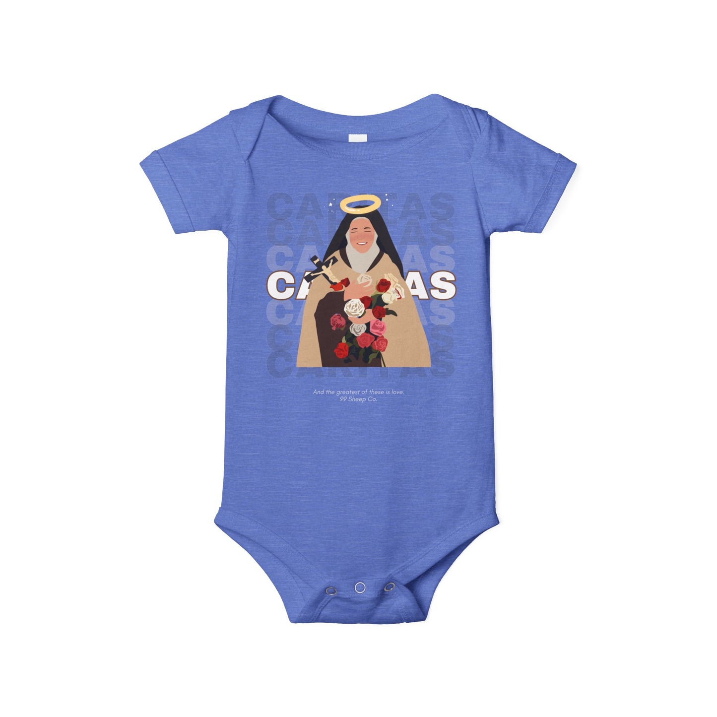Caritas - St. Therese of Lisieux - 99 Sheep Signature Collection - Premium Unisex Baby Onesie