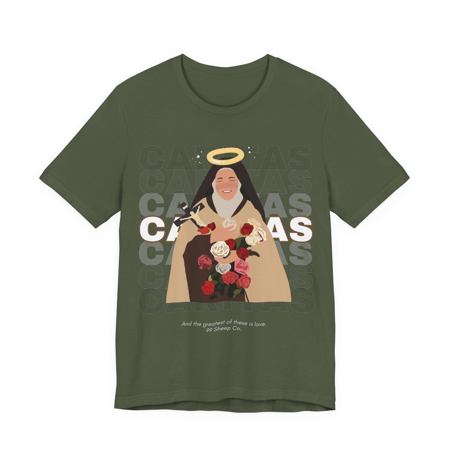 Caritas - St. Therese of Lisieux - 99 Sheep Signature Collection - Premium Unisex Adult Tee Shirt