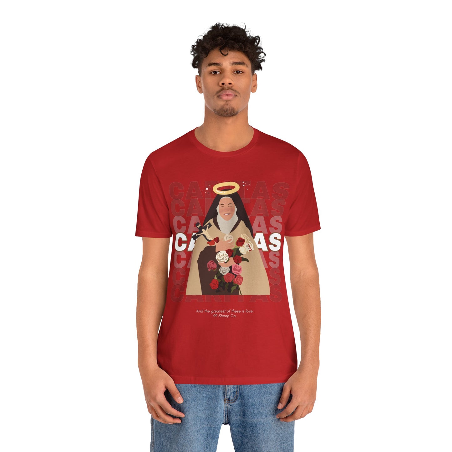Caritas - St. Therese of Lisieux - 99 Sheep Signature Collection - Premium Unisex Adult Tee Shirt