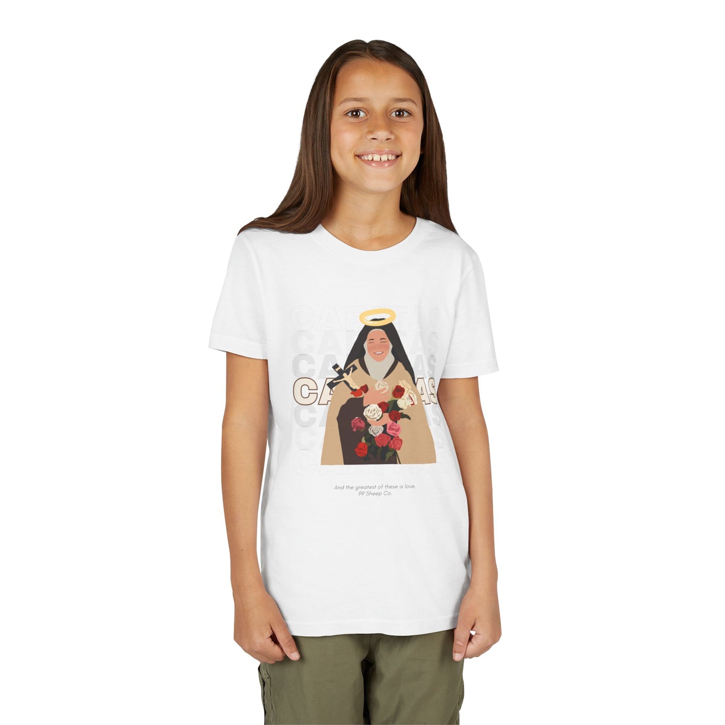 Caritas - St. Therese of Lisieux - 99 Sheep Signature Collection - Premium Unisex Youth Shirt