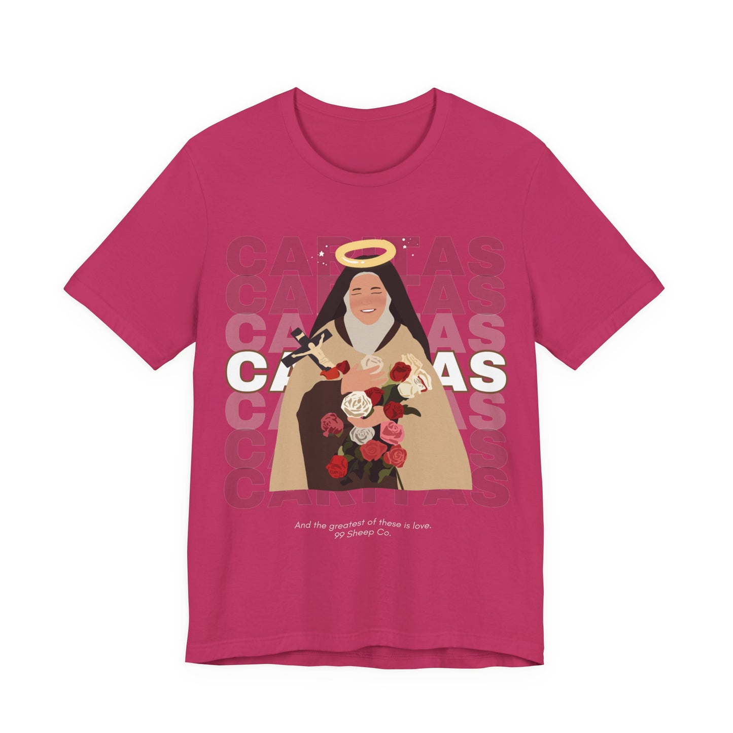 Caritas - St. Therese of Lisieux - 99 Sheep Signature Collection - Premium Unisex Adult Tee Shirt