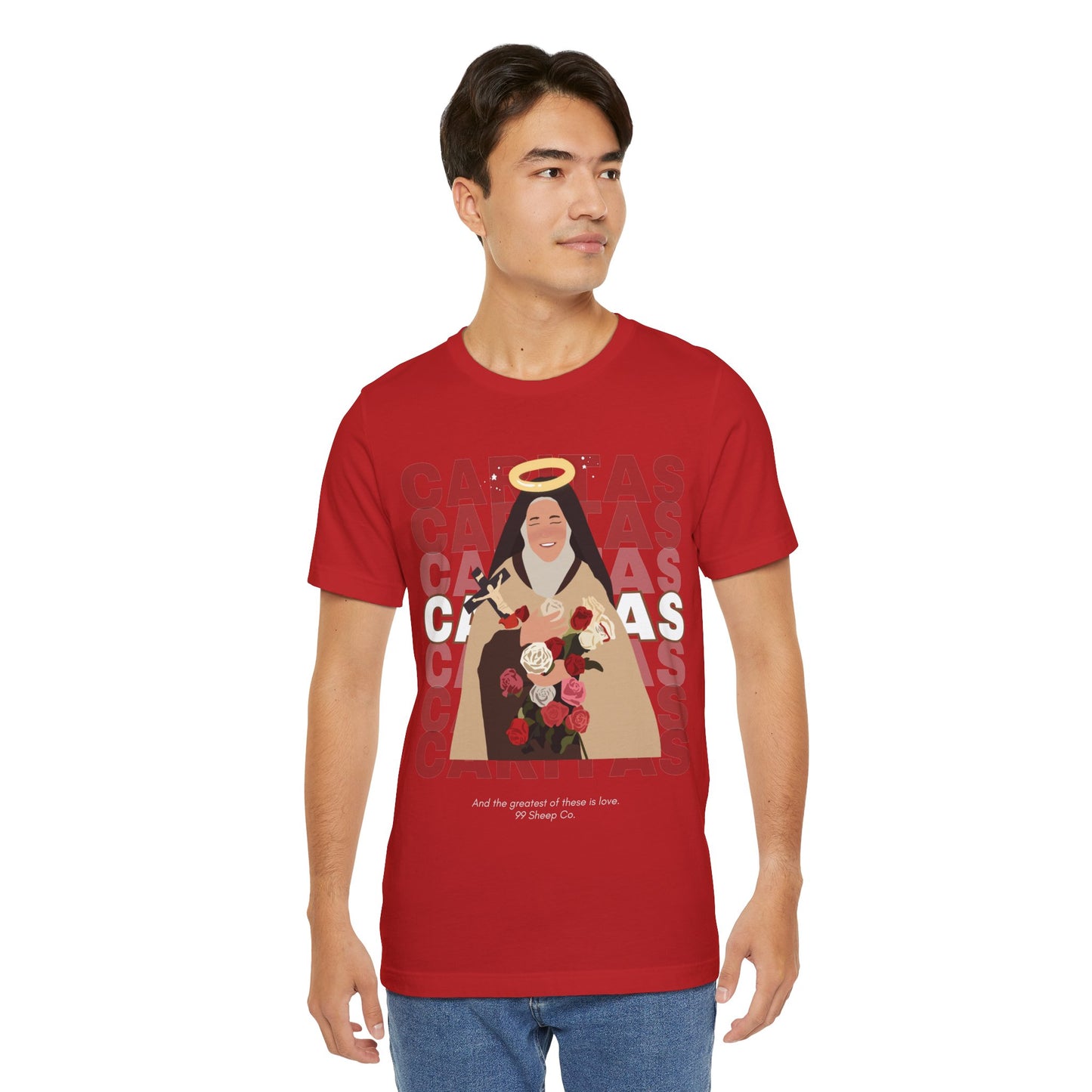 Caritas - St. Therese of Lisieux - 99 Sheep Signature Collection - Premium Unisex Adult Tee Shirt