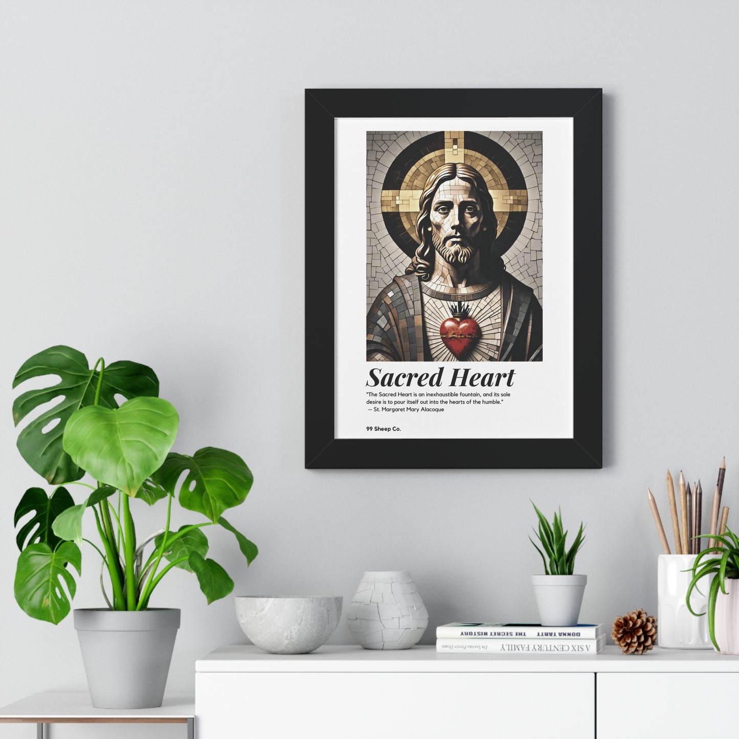 Sacred Heart of Jesus Vertical Mosaic Poster | Religious Wall Art, Home Decor, Christian Gift, Artwork
