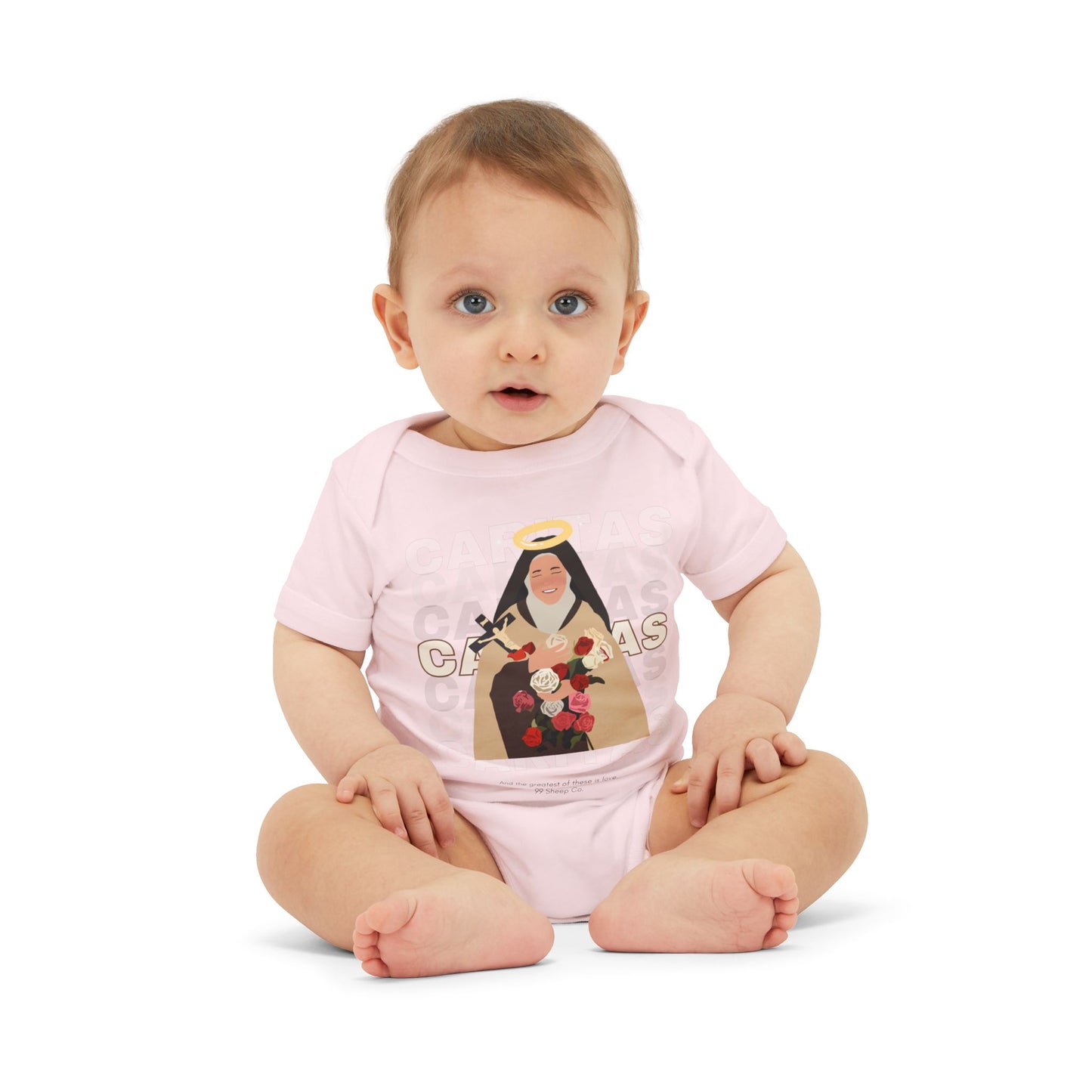 Caritas - St. Therese of Lisieux - 99 Sheep Signature Collection - Premium Unisex Baby Onesie