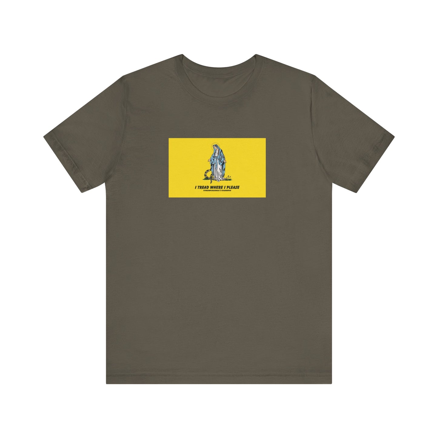 Mary - I tread where I please (@TheSimpleCatholic) - Premium Unisex Novelty Tee