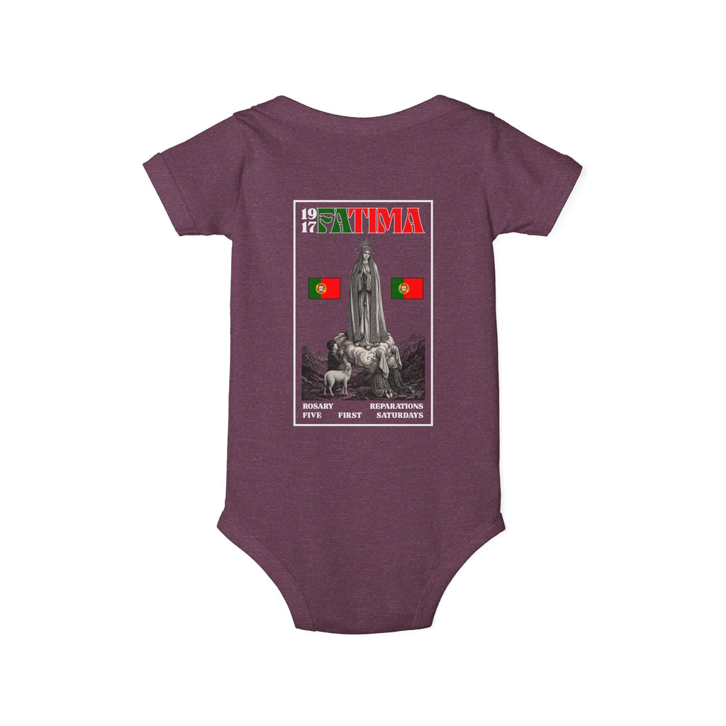 Our Lady of Fátima Catholic Onesie · Portugal Soccer · Premium Unisex Marian Devotion Apparel · Made in USA · 100% Profits Donated · 2026